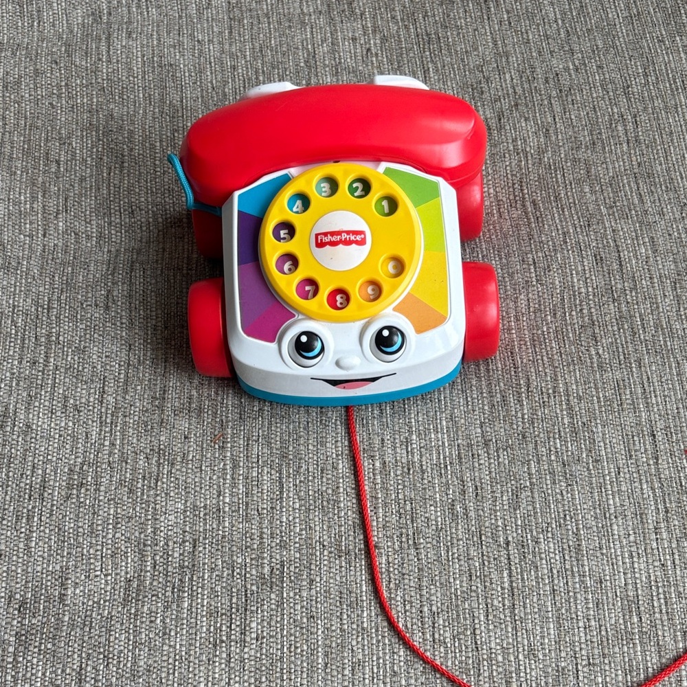 Fisher-Price Red and Yellow Pull-Along Rotary Phone Toy